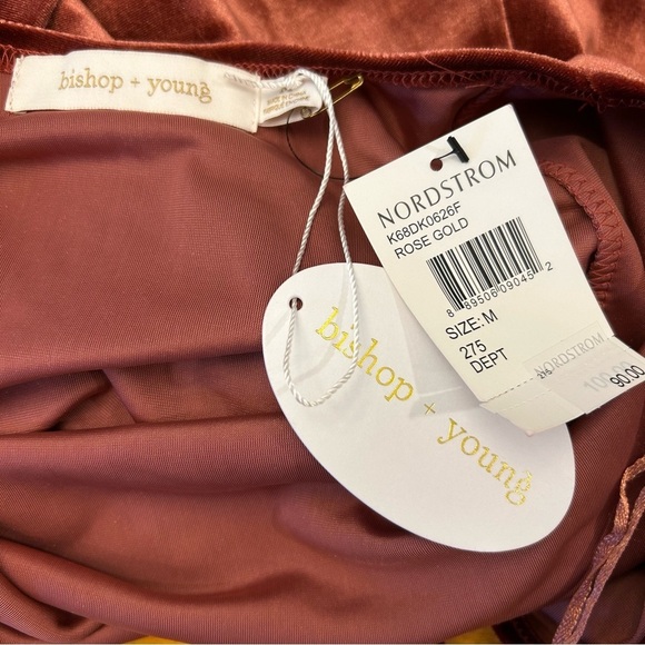 NWT BISHOP & YOUNG Velvet High Neck Mini Dress in Rose Gold - Picture 12 of 12